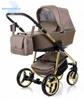 Adamex Reggio Special edition Y-803 (tumši bēša - zelta rāma) Bērnu ratiņi