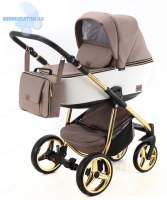 Adamex Reggio Special edition Y-801 (tumši bēša/balta - zelta rāma) Bērnu ratiņi